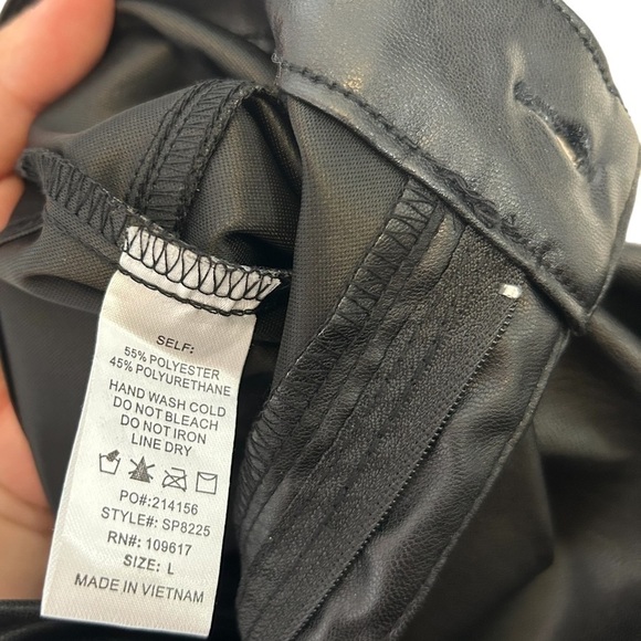 Shinestar Black High Waist Perfect Fit Faux Leather Vegan Skinny Jegging Large - Picture 11 of 11